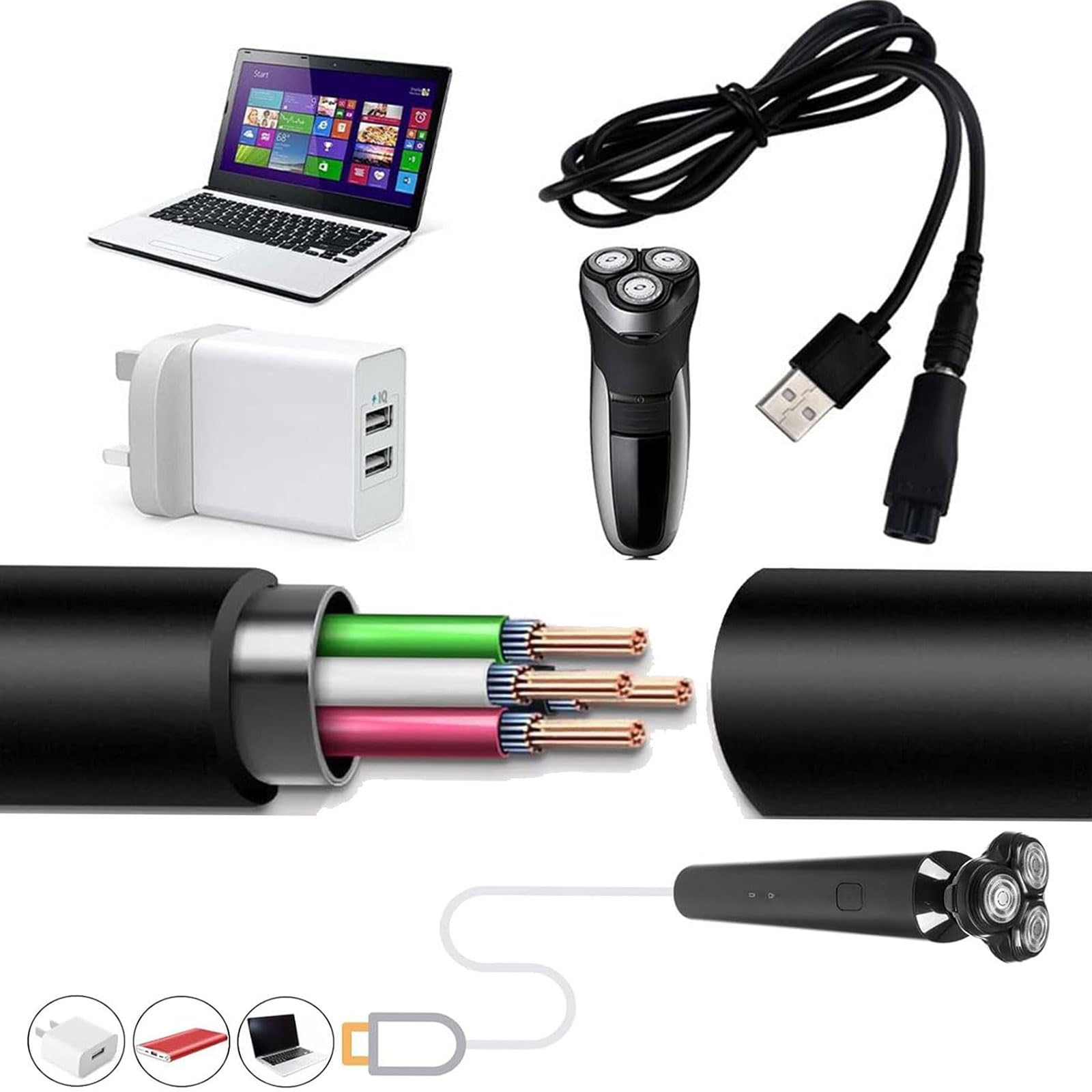 Caricabatterie USB Cavo Universale,Cavo Di Alimentazione Usb Per Rasoio,Cavo Di Alimentazione Usb Da 5 V,USB Universale Cavo Rasoio Caricatore,USB Universale Cavo Rasoio Caricatore Alimentatore
