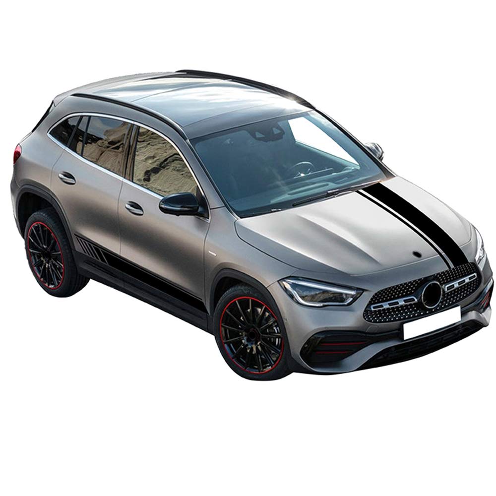 per Mercedes Benz Classe GLA X156 GLA45 AMG, Accessori Adesivi per Gonna con Strisce Laterali per Cofano Auto