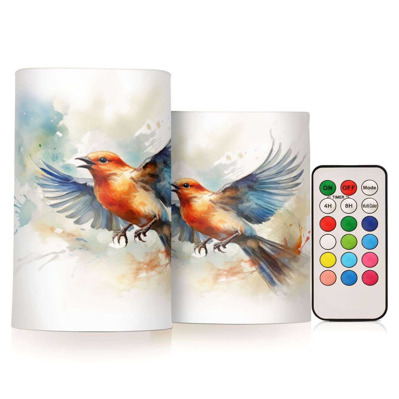 ALAZA 4086-bird Flickering Flameless Candles Battery Operated with Remote Timer,Tea Light Candles LED Pillar Votive Candles Set of 2 for Outdoor Indoor Decorations