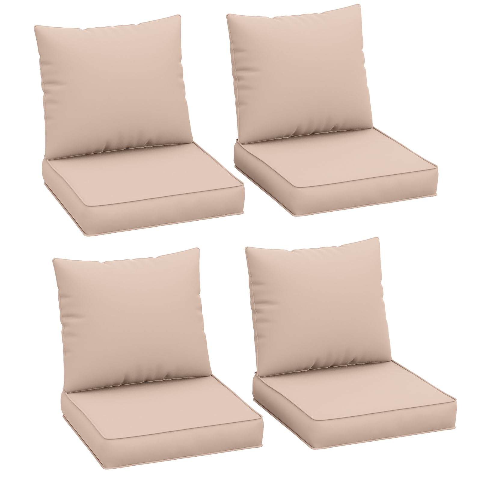 UDPATIO Outdoor Cushions for Patio Furniture, 4'' Replacement Cushions for Outdoor Furniture, Set of 4 Water-Resistant Outdoor Sectional Cushions for Sofa Couch Chair (Beige)