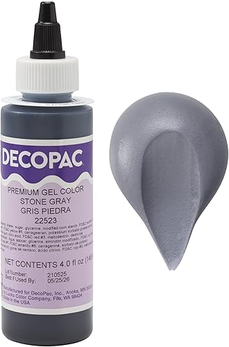 DecoPac Stone Gray Trend - Decoración de pastel de gel de alta calidad, color gris, color de gel gris, 4 onzas líquidas