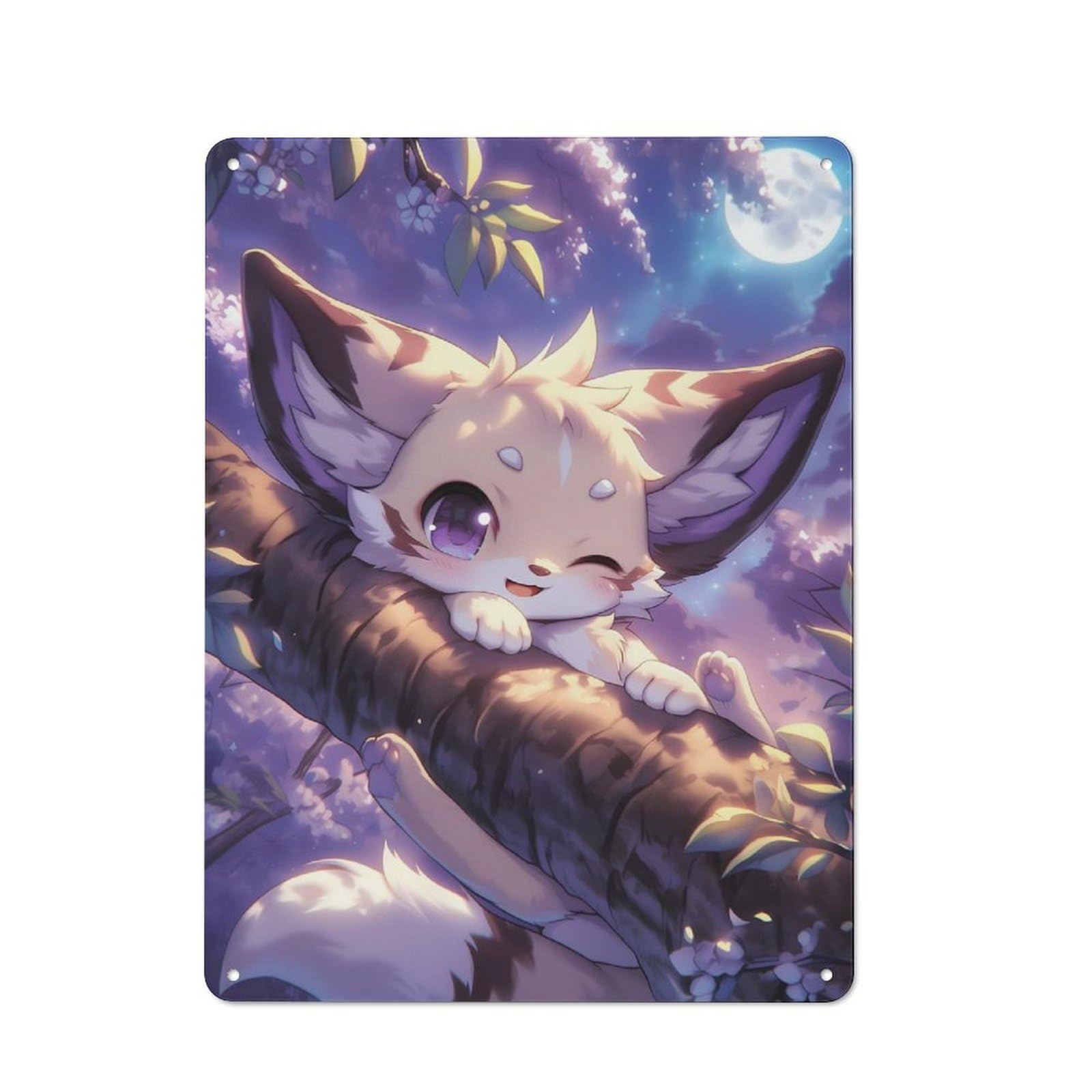 Junmoney Cute Fox In Tree Rustic Tin Sign 40X30cm Featuring For Bar Or Restaurant, A Housewarming Gift For Bar Decor Enthusiasts