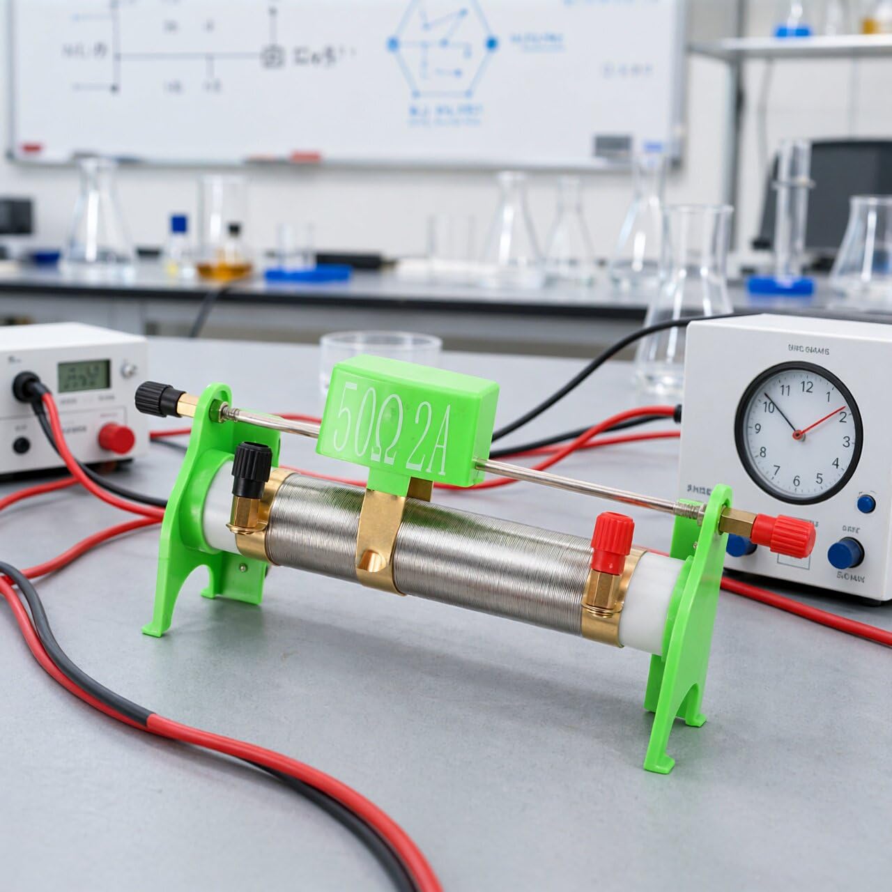 Kisangel Reostato a cursore con resistore variabile 50Ω 2A, attrezzatura da laboratorio di fisica per esperimenti scientifici scolastici, reostato a cursore magnetico per l'apprendimento e