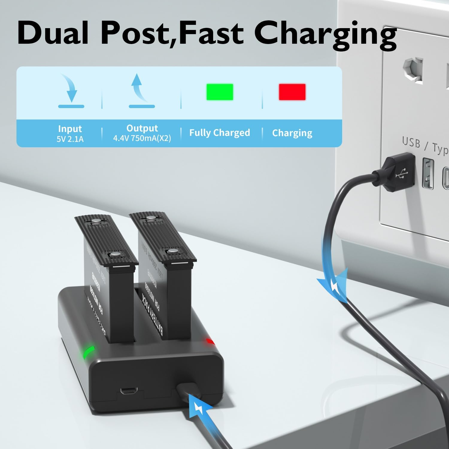 LP Insta 360 X4 Battery Charger Kit, 2500mAh Batteries, USB-C Fast Charging Hub, 3-Slot Charging Station + 2 Extra Batteries
