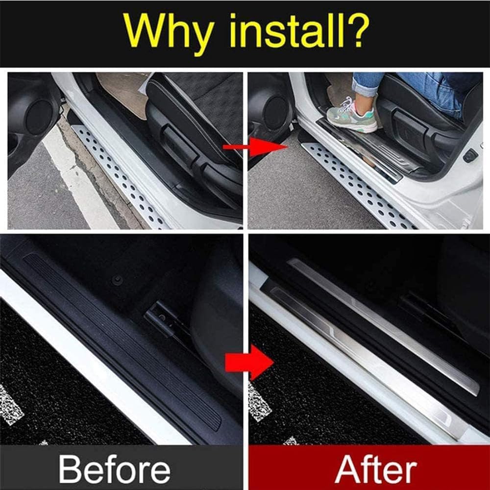 4 stuks Rvs Auto Instaplijsten Protector voor Volvo XC40 2019-2022 Kick Platen Scuff Guard antislip anti-kras Drempel Pedaal Sticker Auto Accessoires Decoratie