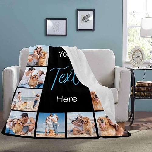 Miniatura 3 de Manta personalizada con texto y 14 fotos, manta familiar de Navidad personalizada para cumpleaños, San Valentín, regalos conmemorativos hecha en