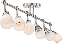 Vista 6 de Pro Track Elm Park - Kit de lámparas de techo de 6 cabezales, direccional, ajustable, plateado, acabado de níquel cepillado, cristal, moderno