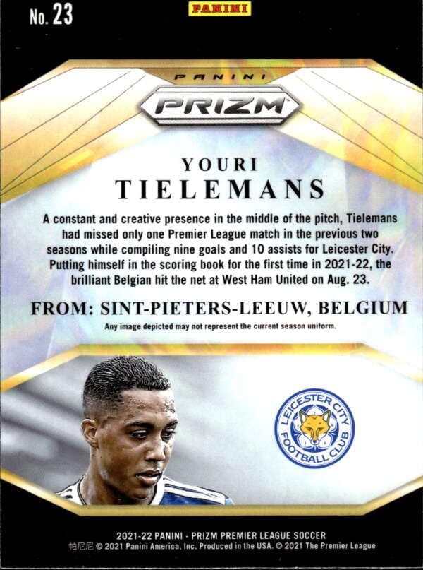 Miniatura 2 de 2021-22 PANINI PRIZM PREMIER LEAGUE BRILLIANCE #23 YOURI TIELEMANS LEICESTER CITY SOCCER OFFICIAL TRADING CARD OF SOCCER