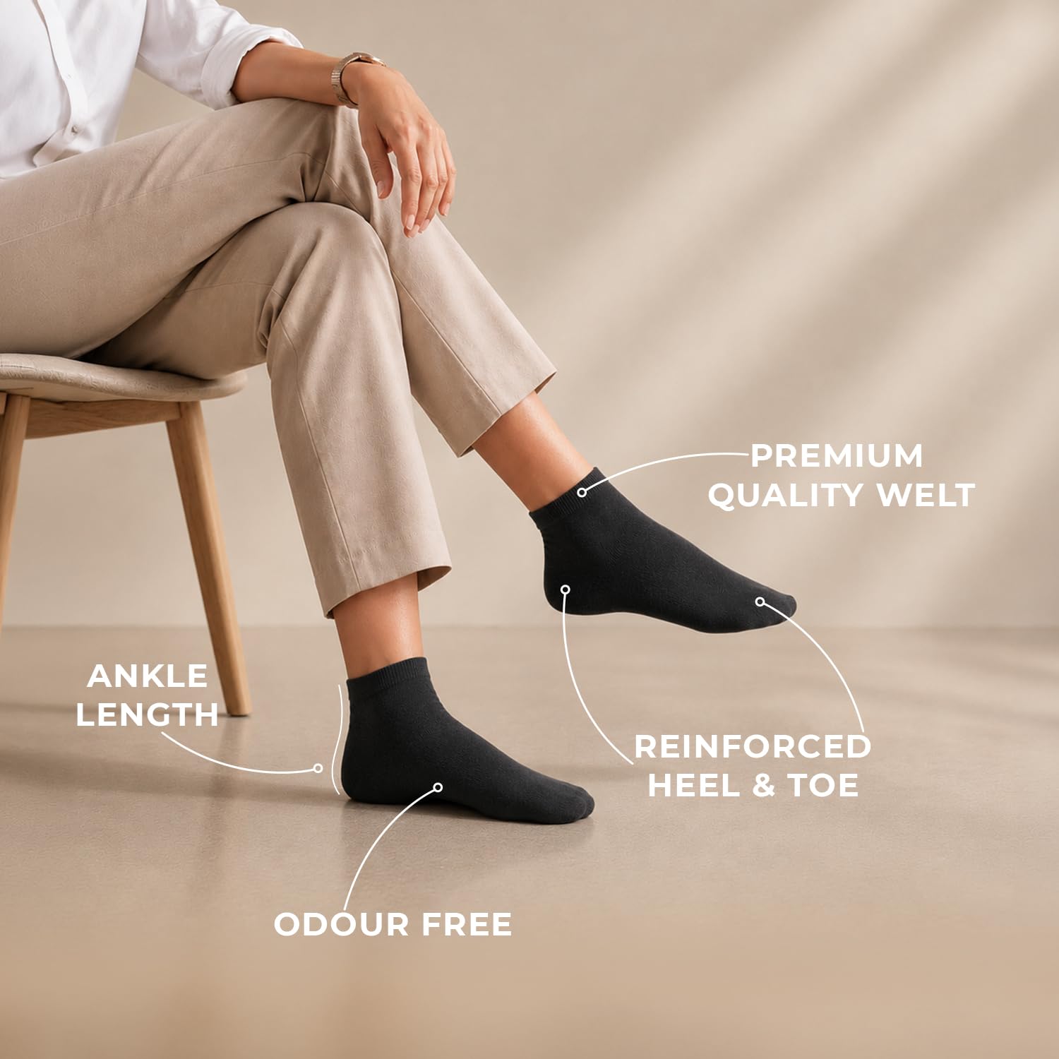 Supersox Ankle Length Casual Socks for Woman | Premium Cotton | Anti-Odour & Anti-Bacterial | Breathable Casual Socks for Daily Wear, Gym & Office | Free Size 2