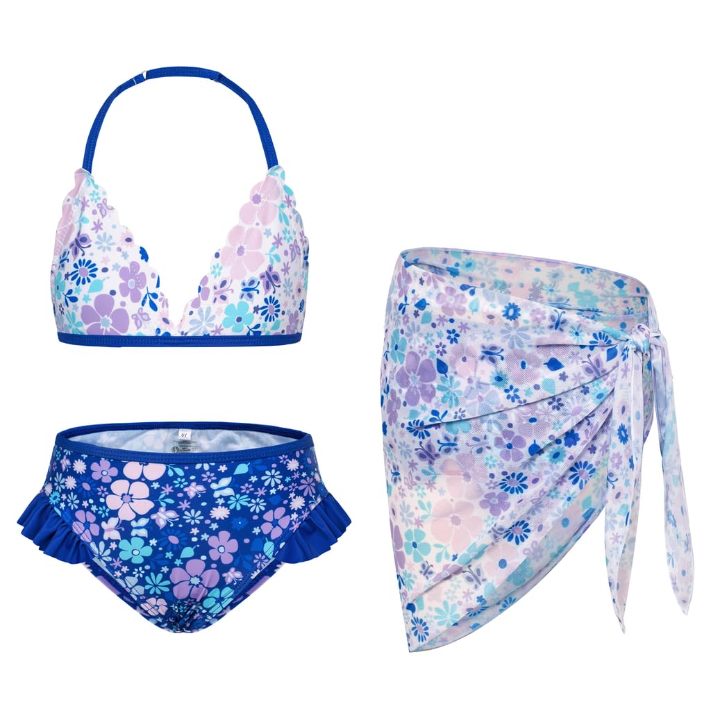 GRACE KARIN Traje de baño para niña, bikini de tres piezas, tankini para niños, traje de baño