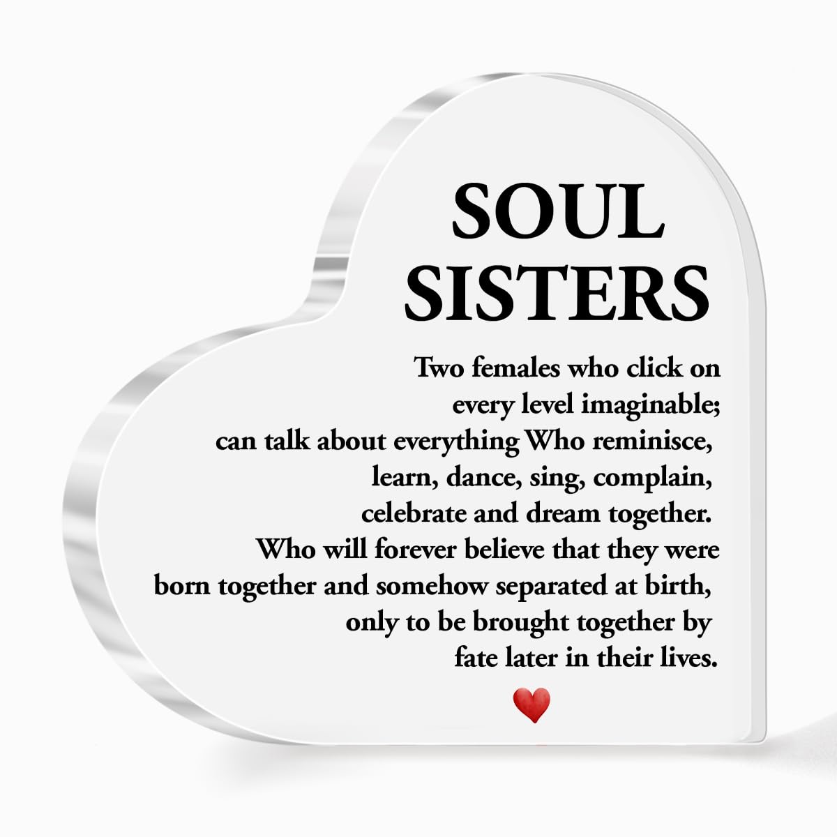 Friendship Gift for Friends,Friend Gifts for Girls Women Christmas Birthday,Soul Sisters Quote Acrylic Heart Plaque for Coworker Bestie Female Friend A537