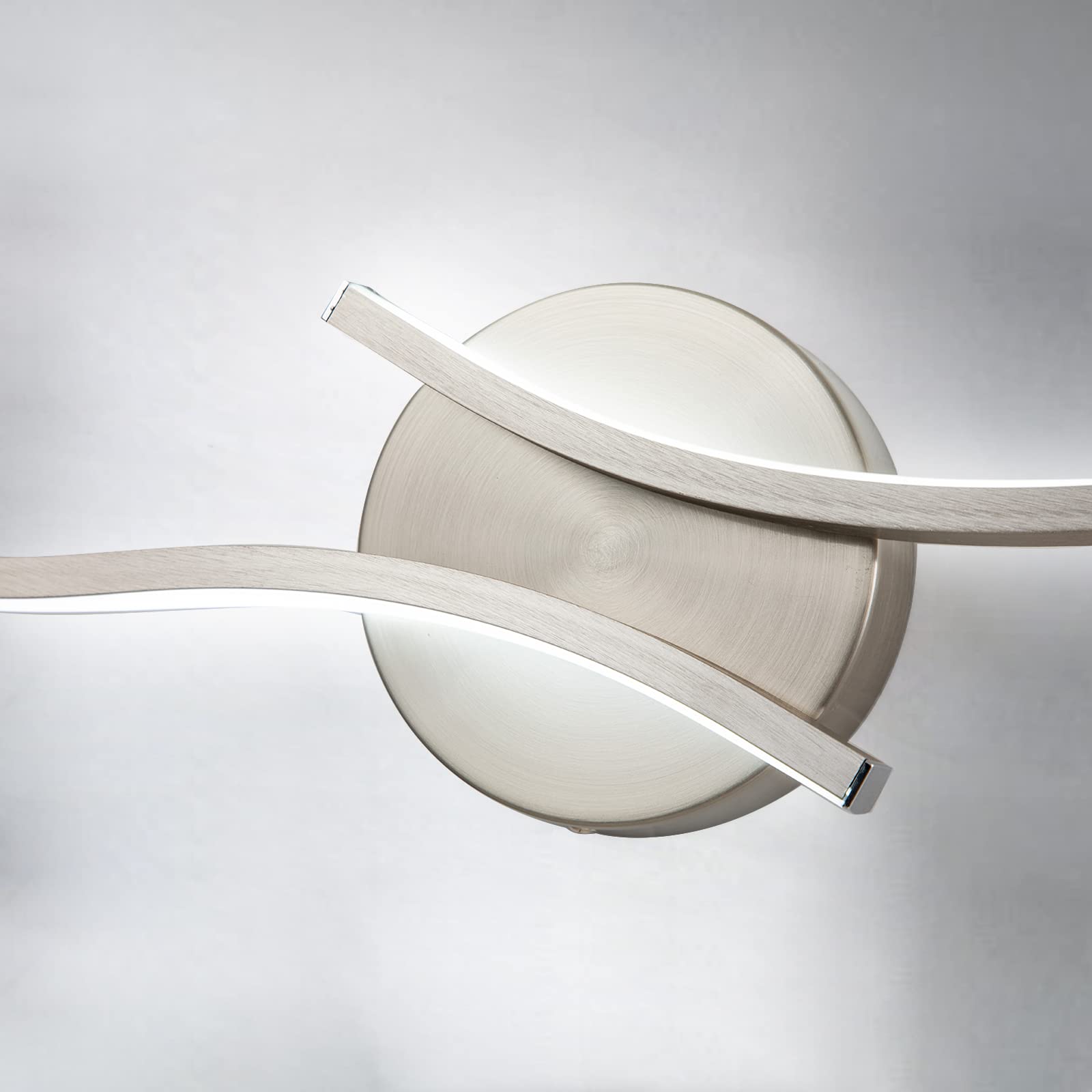 HUOKU Dimmable Modern LED Bathroom Vanity Light 24 inch, 15W Brushed Nickel Wall Light Fixtures, Bathroom Lighting Fixtures Over Mirror for Living Room and Hallway, 6000K White Light