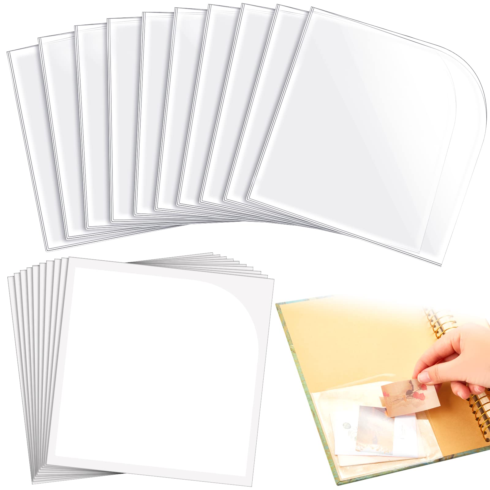 Saintrygo 20 Pcs Adhesive Clear Corner Pockets - 6x6 Inch, Peel & Stick For Notebooks & Planners - View #11