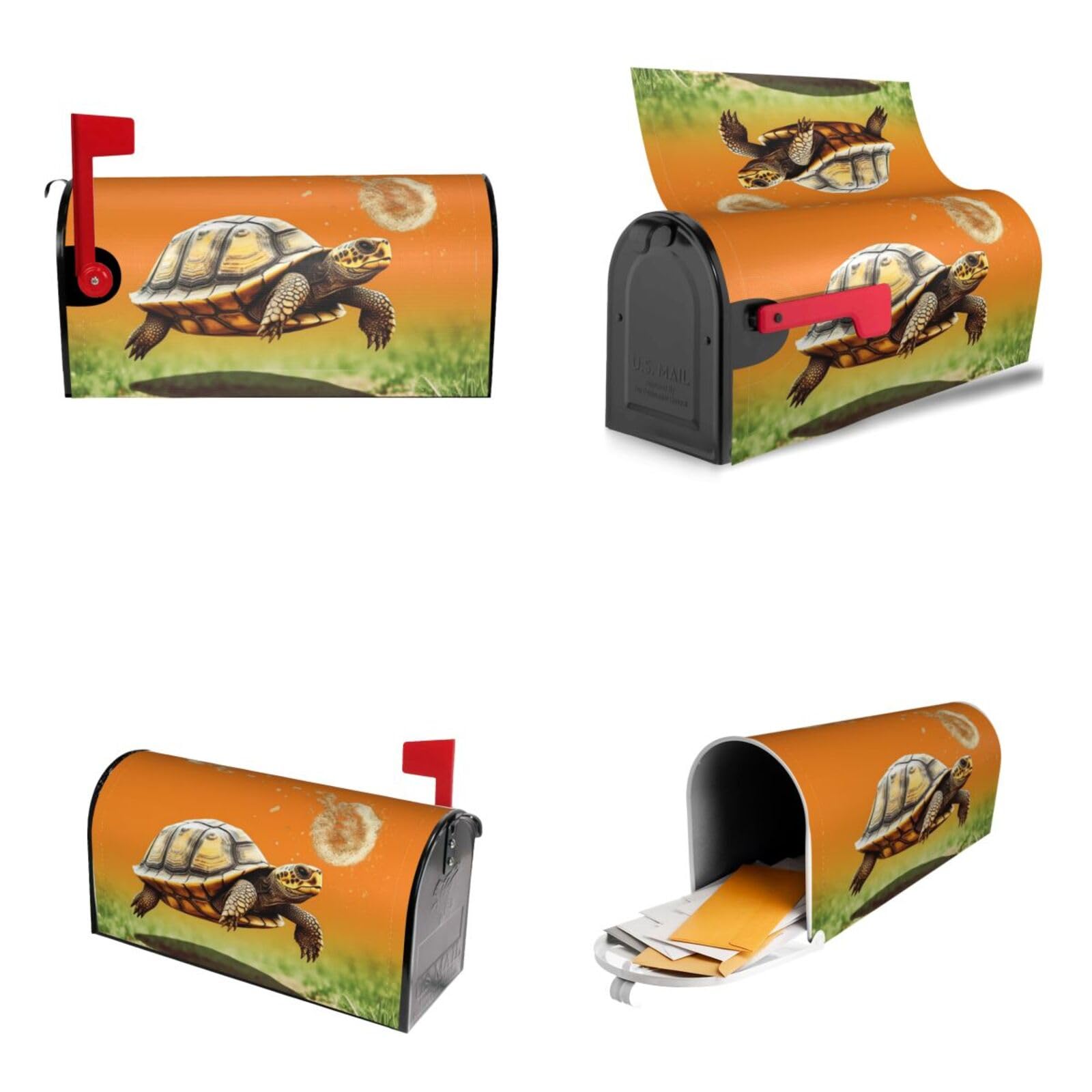 Tortoise Turtle Jumping Mailbox Covers Magnetic Wraps Post Letter Box Cover Garden Home Decor 25.5x21 in