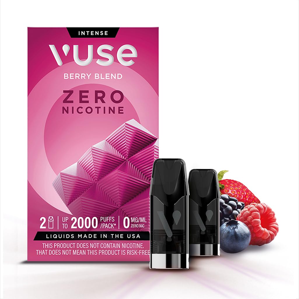 Berry Blend Extra Intense Flavour Pods, Pack of 2, 2ml, Puff Activated, up to 2000* Puffs per Pack, Compatible with Vuse Pro and GO RELOAD Devices, 0mg Strength, Nicotine-Free Vaping**