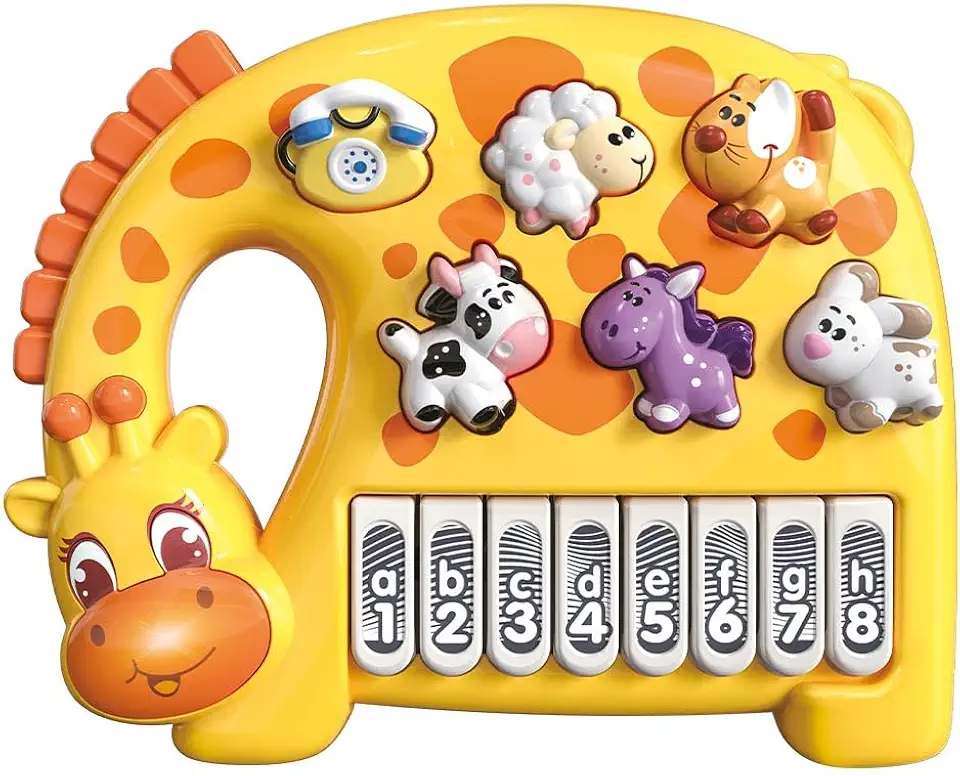 DM Toys Brinquedo Educativo Musical Teclado Girafa Amarelo