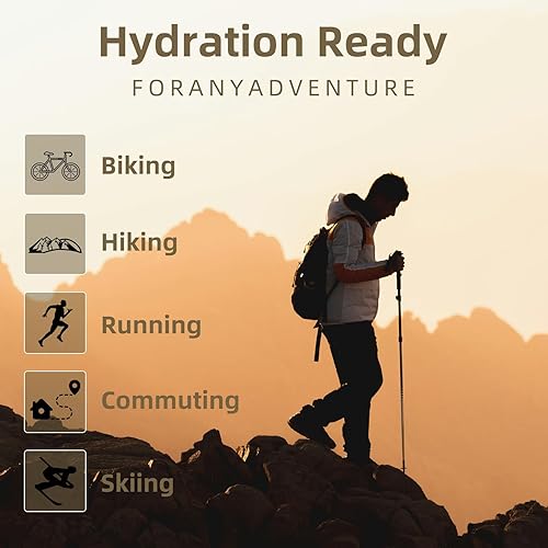 Miniatura 7 de ROCKBROS Mochila de hidratación para senderismo de 24 litros con bolsa de agua de 2 L, mochila transpirable para hombres, mochila de agua para