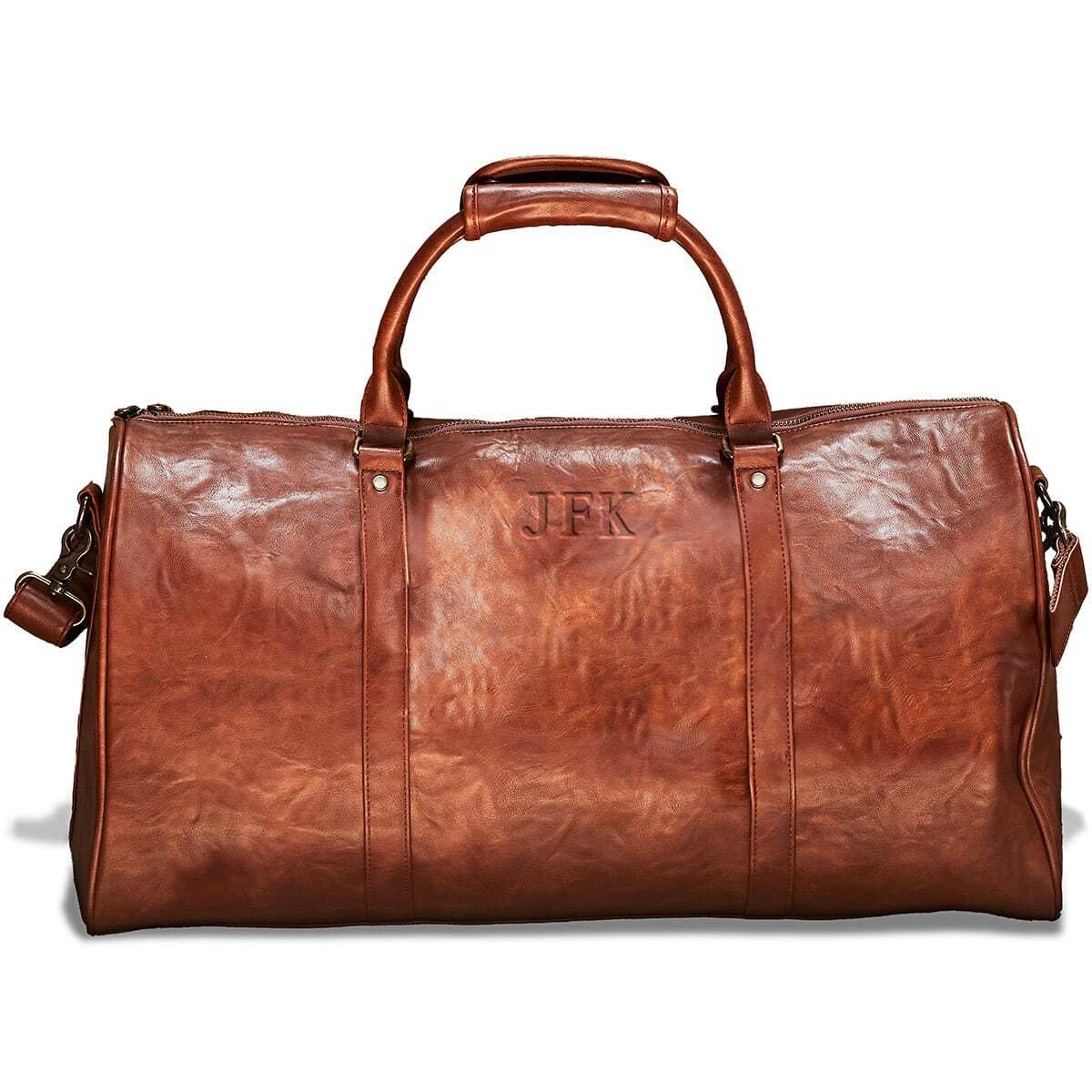 Embossed Travel Duffel Bag for Men - Weekender Bag with Monogram Options, Stylish and Durable Travel Bag for Overnight and Business Trips