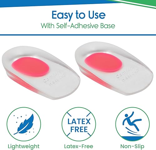 Miniatura 4 de ViveSole Taloneras de gel para dolor, fascitis plantar (par)  Almohadillas de silicona para alivio, espolones de talón, zapatos, tratamiento de