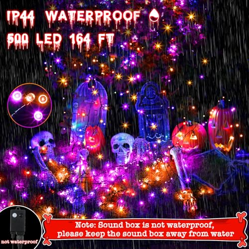 Enhon SO-ENHON-2969 500 Led 164Ft Halloween String Lights Outdoor With Spooky Music, Infrared Motion Sensor Controller Waterproof Lighted Halloween Fairy Lights thumb #3