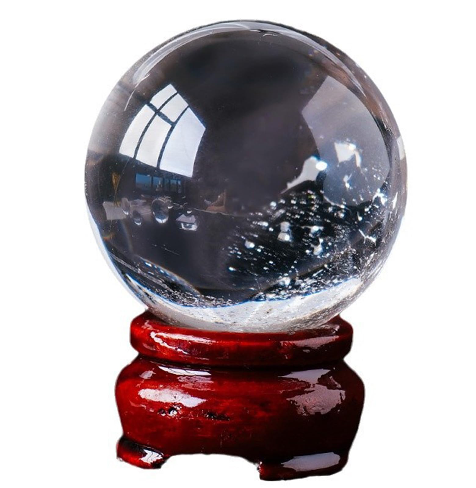 FOPURE Clear Crystal Ball White Quartz Sphere, Balls for Home and Office Fengshui Decor, and,7~8cm