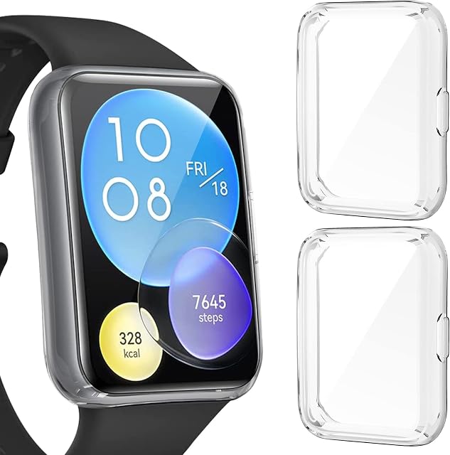 RIOVO 2-Pack Screen Protector Compatible with Huawei Watch Fit 2, TPU Full-Cover Screen Protector Scratch-Proof, Anti Scratch Protective Case for Huawei Watch Fit 2 Screen Protector