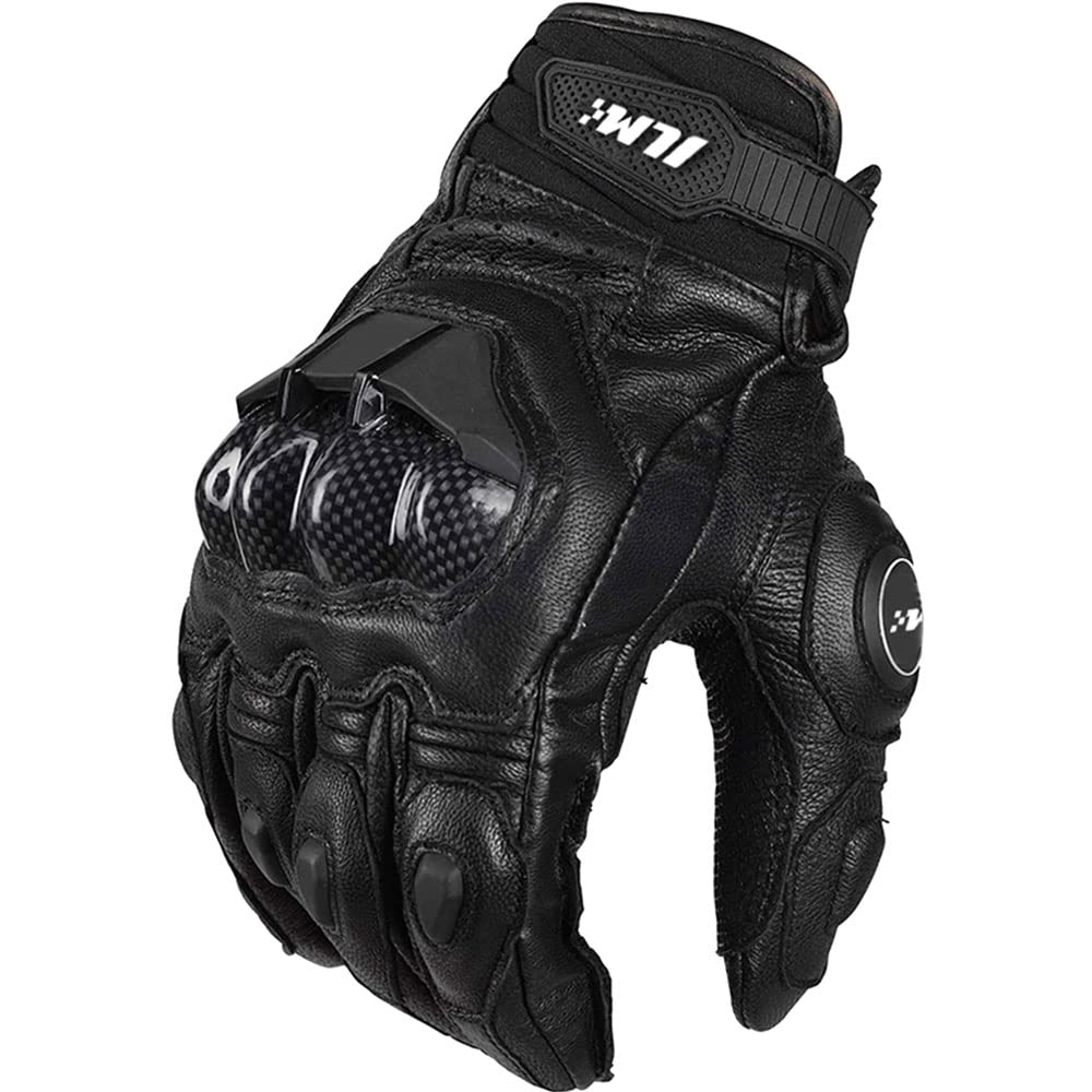 ILM Air Flow Leather Motorcycle Gloves Touchscreen for Men and Women Model-GRC01 (XXL, Black)