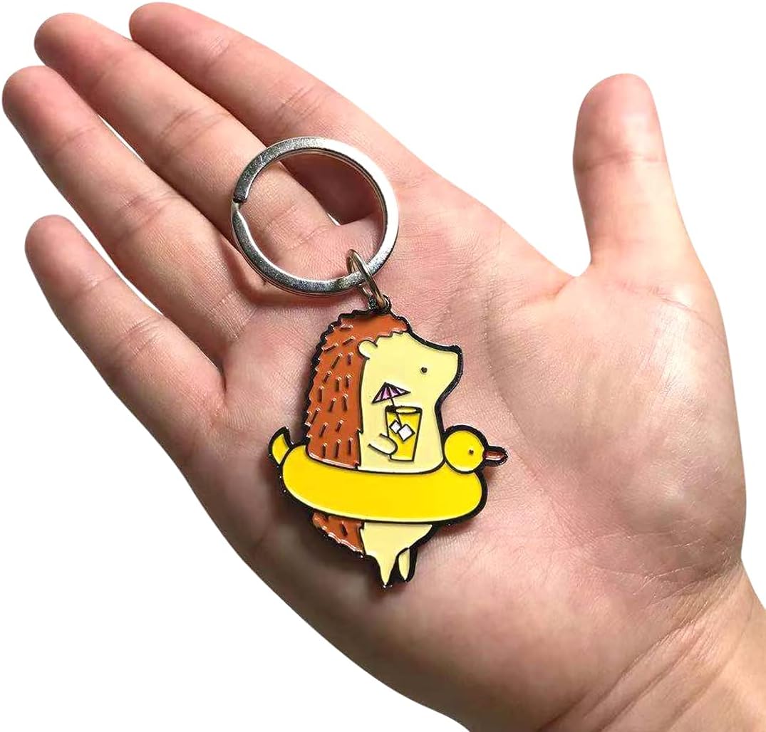 Porte-clés Solide En Forme De Hérisson Avec Pendentif En Forme De Hérisson Mignon Pour Sac D'école, Blanc, Taille Unique