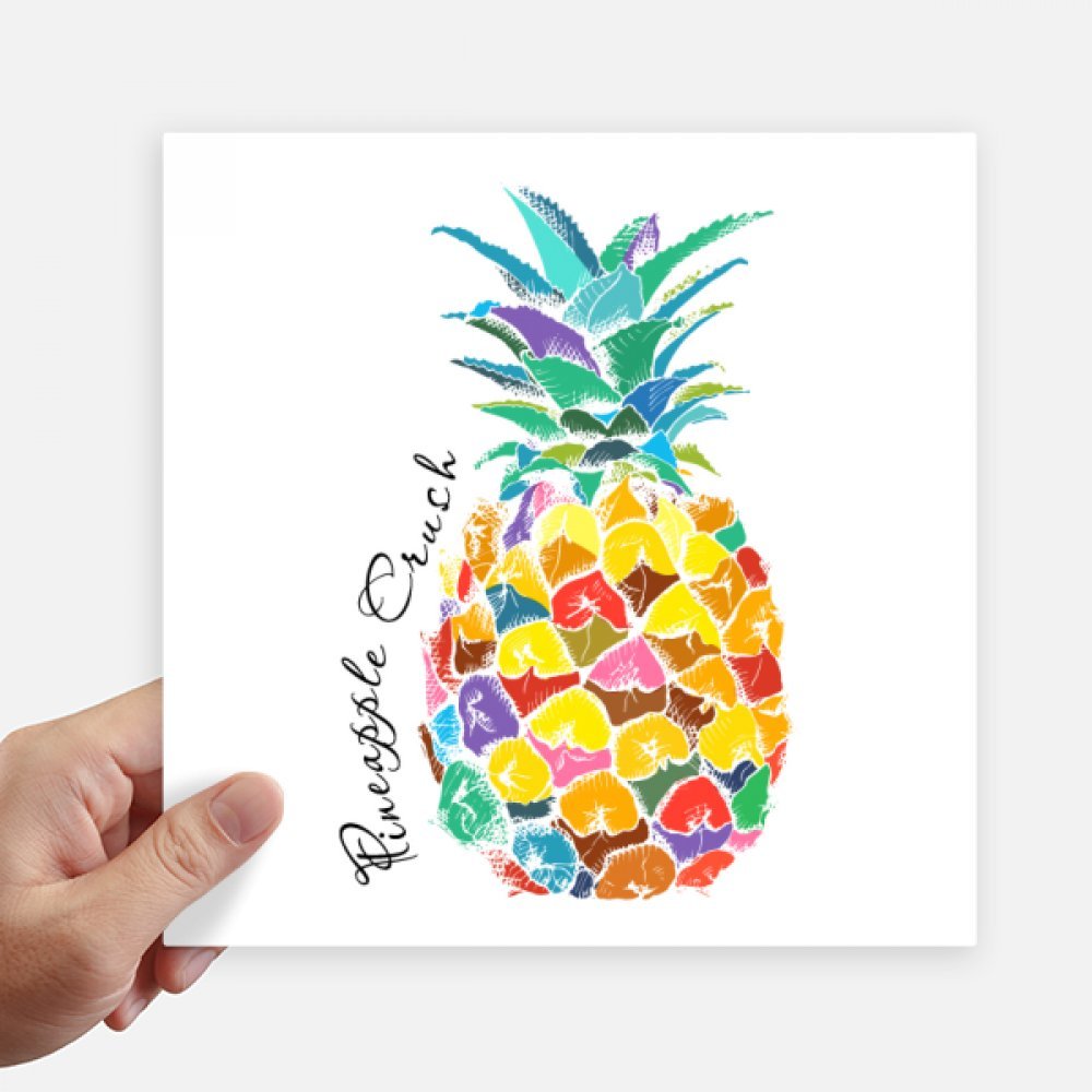 Autocollant carré fruit ananas tropical aquarelle pour mur et moto