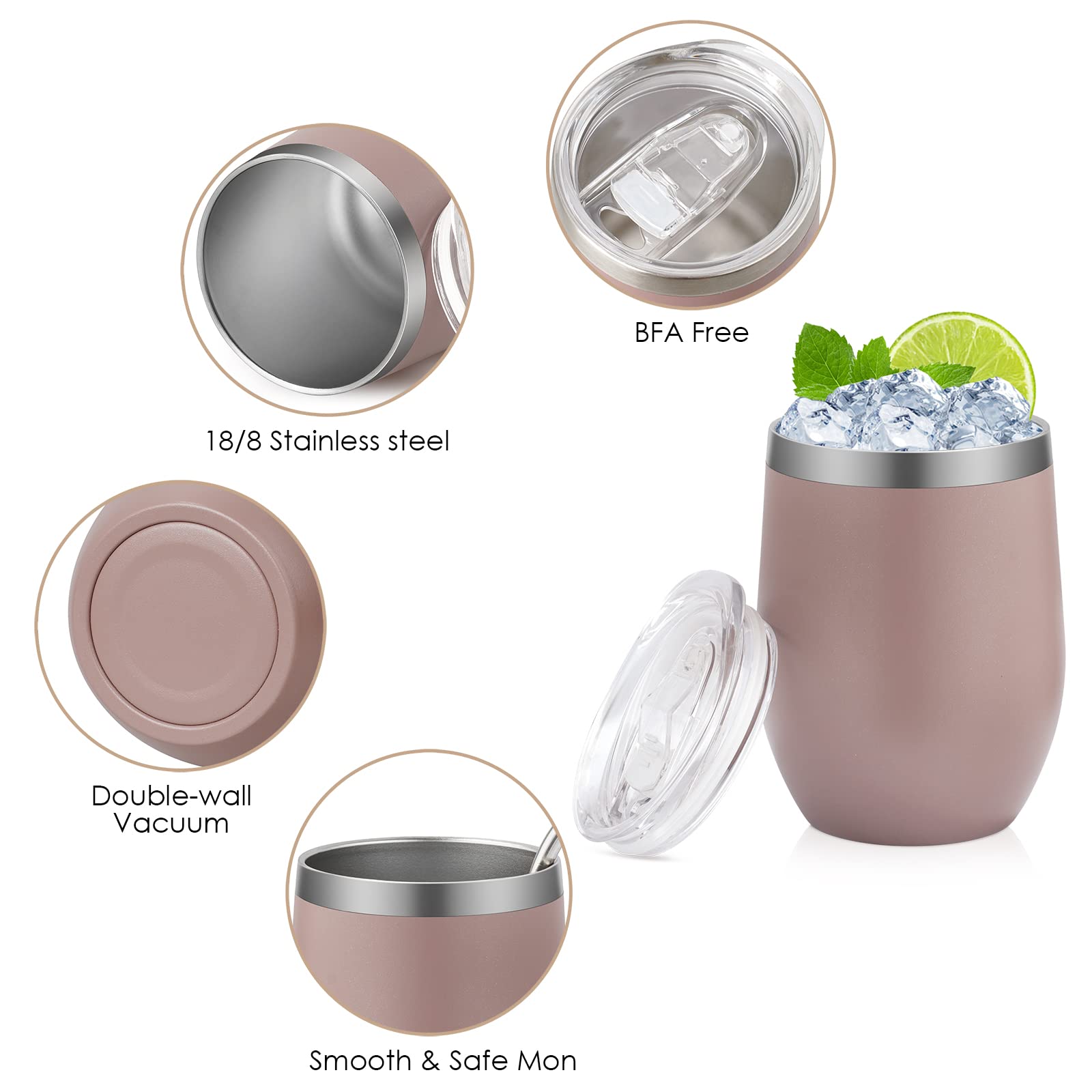 FUBESK Tazza da caffè isolata con coperchio, in acciaio inox