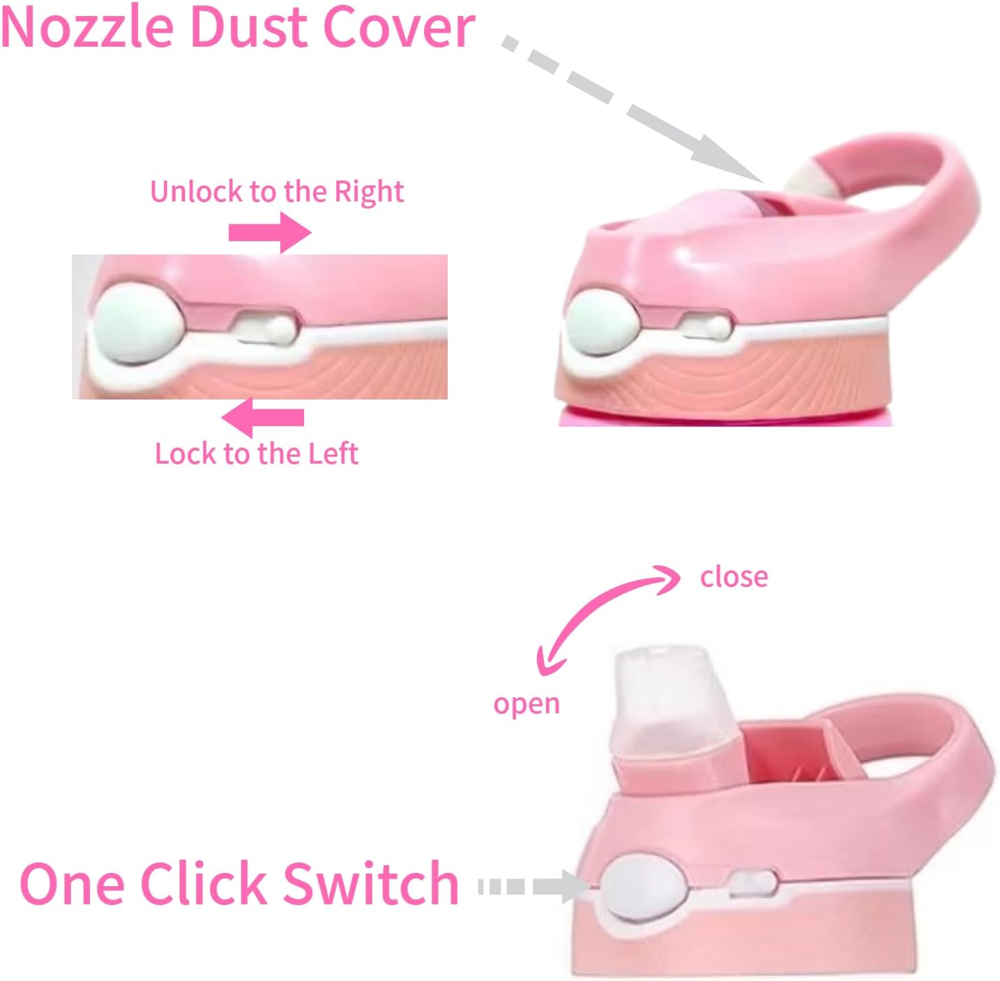 25oz Pink Water Bottle with Clip Handle and Locking Lid, Reusable Travel Tritan Water Bottle with Straw and Sports Plastic Water Bottle - Pink - Image 3