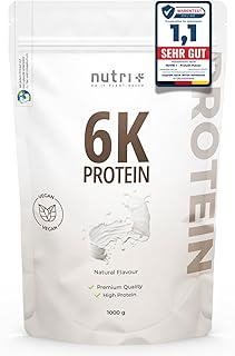 Nutri + Protein Pulver Neutral 1 kg - 80% Eiweiß - zuckerfrei + fettfrei - Proteinpulver ohne Süßstoff, Geschmack - ideal zum Backen - 1000 g Natural