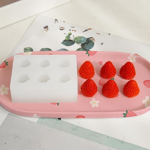 Miniatura 3 de Molde de silicona de fresa de 6 cavidades para chocolate, dulces, fondant, pastel de frutas, cubitos de hielo, resina, vela, jabón, fundición de