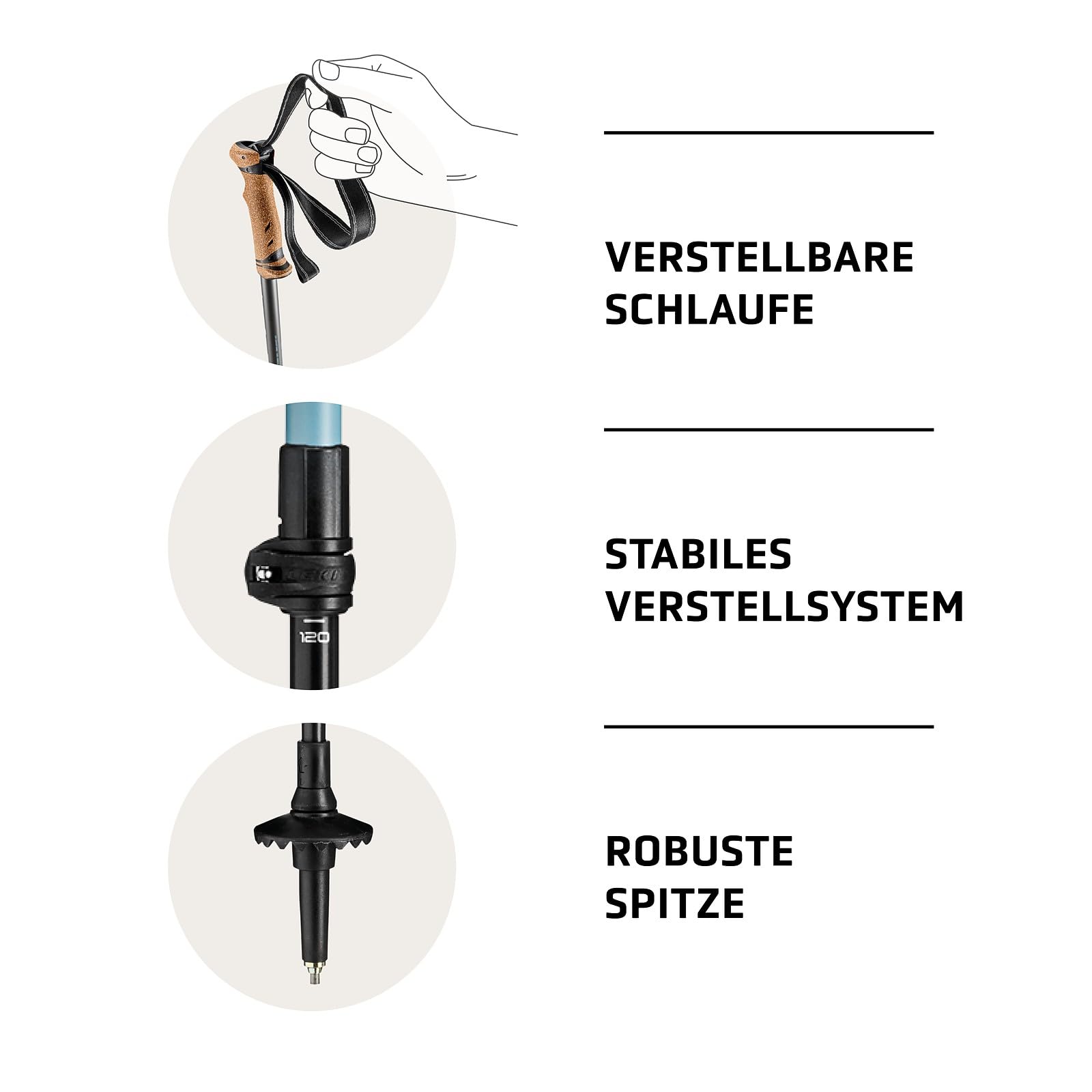 LEKI Legacy Wanderstöcke Damen & Herren | verstellbare Trekkingstöcke aus Aluminium (110-145cm) mit Trekkingteller