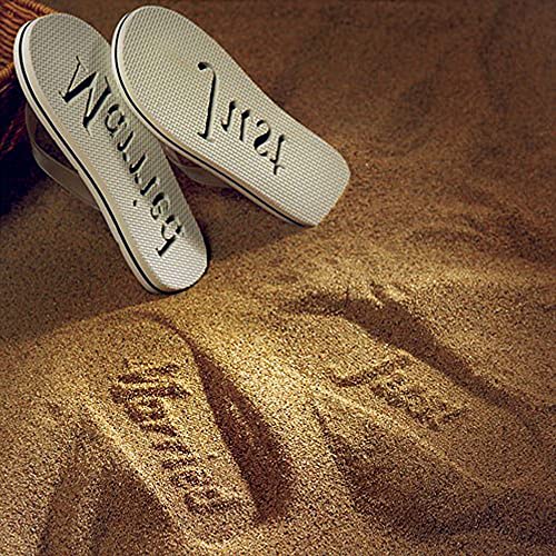WEDDINGSTAR Just Married Wedding Favor Flip Flops - Black and White Honeymoon Sandals4