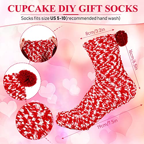 Hicarer 9 Pairs Valentine Cupcake Socks Gift for Women Girl Stocking Stuffers Christmas Gifts Fuzzy Fluffy Sock4