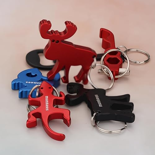 Miniatura 5 de Llavero abridor de botellas de alce, paquete de 2 abrebotellas de aluminio, accesorios de viaje al aire libre, color rojo
