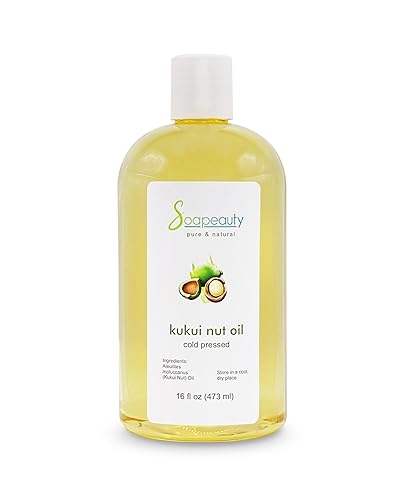 Soapeauty Aceite de nuez Kukui | 100% puro y natural | prensado en frío | Aceite hidratante para la fabricación de piel, cabello y jabón | 48 onzas