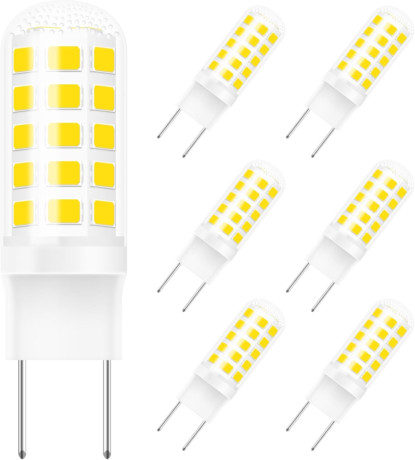 G8 LED Bulb Dimmable,4W (35W-40W Halogen Equivalent),Warm White 3000K,T4 JCD Type Bi-Pin Flat Base,120V 450LM Light Bulbs for Under Cabinet,Counter Lighting,Over The Range Microwave Hood,6-Pack