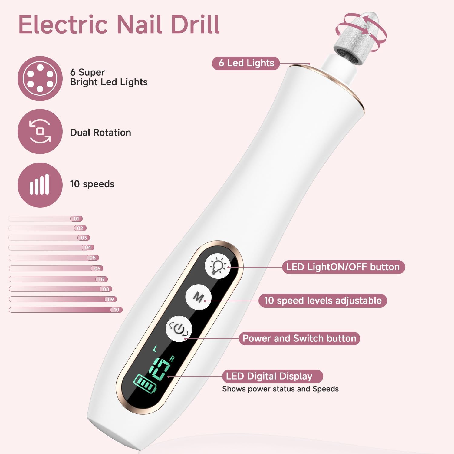 Karrong Cordless Electric Nail Drill Manicure Pedicure Kit