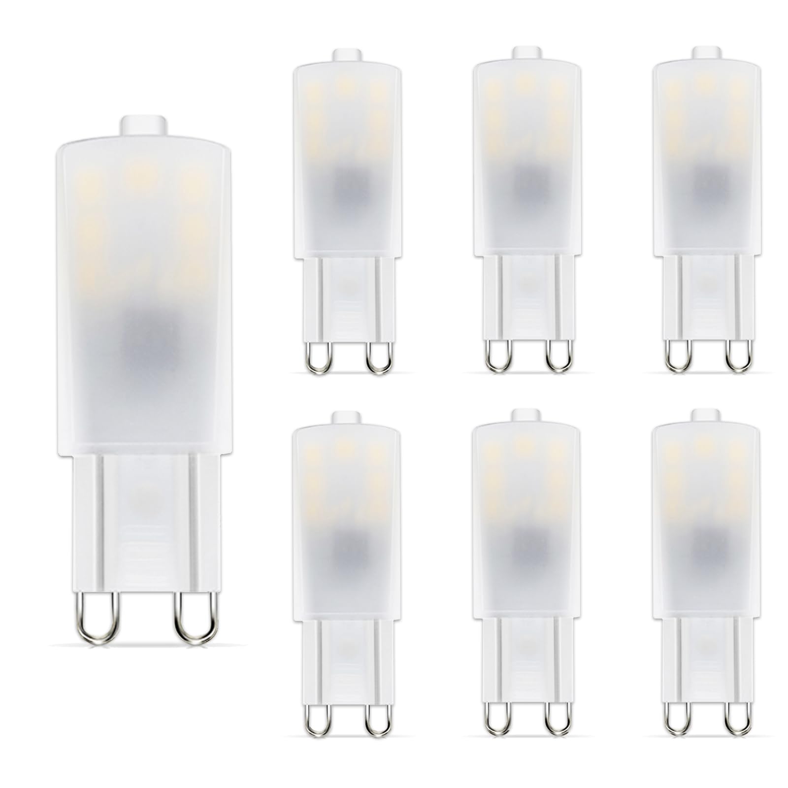 Noobibaba G9 LED Birne, 2,5W 230V Glühbirne, 15W 25W Halogenlampen Ersatz, 250lm Nicht-Dimmbar, 6 Stück (Kaltweiß 6000K)
