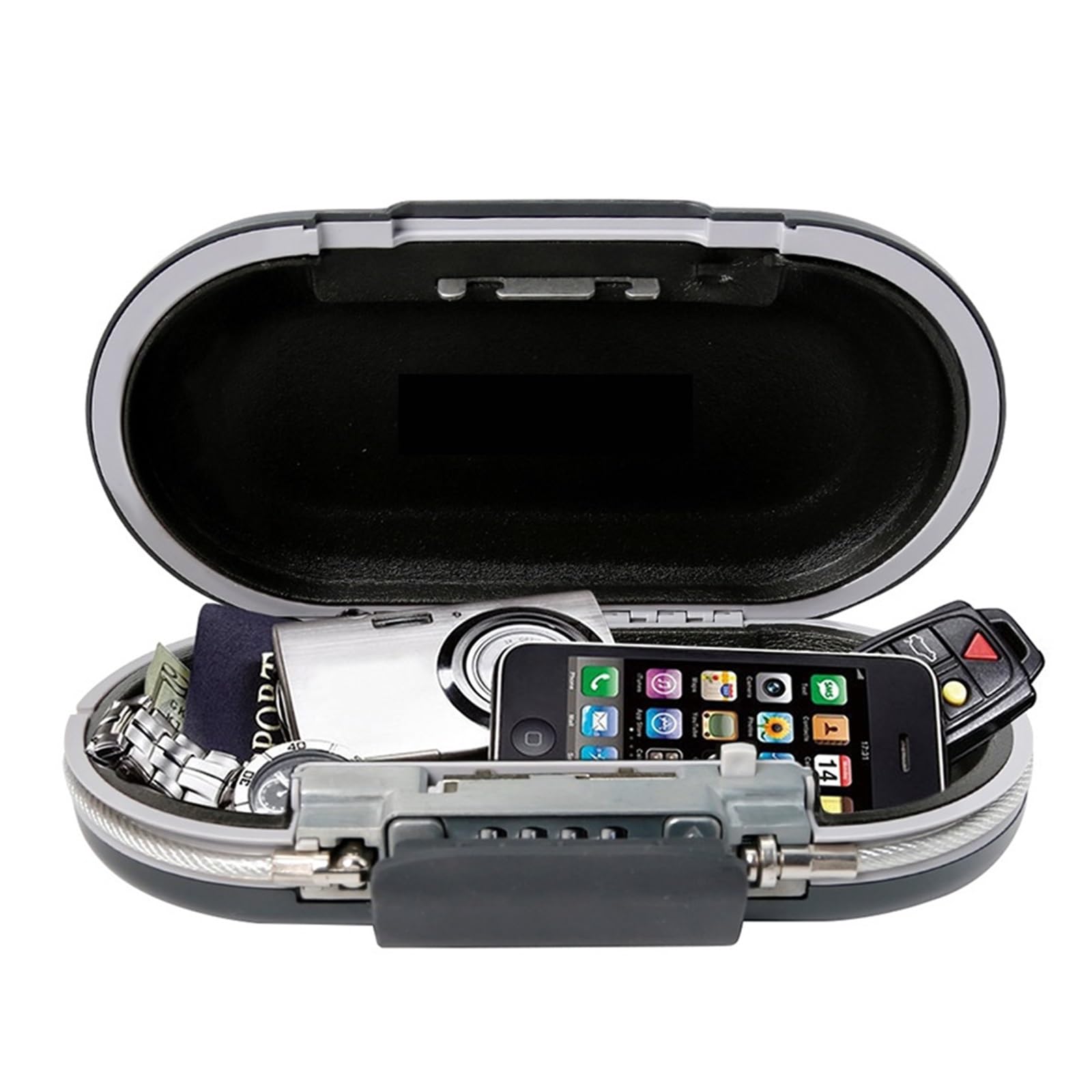 Caja fuerte para llaves al aire libre, Caja de seguridad, Mini combinación portátil Personal seguro contraseña bloqueo joyería efectivo tarjeta teléfono pequeñas cajas de almacenamiento con cable fijo