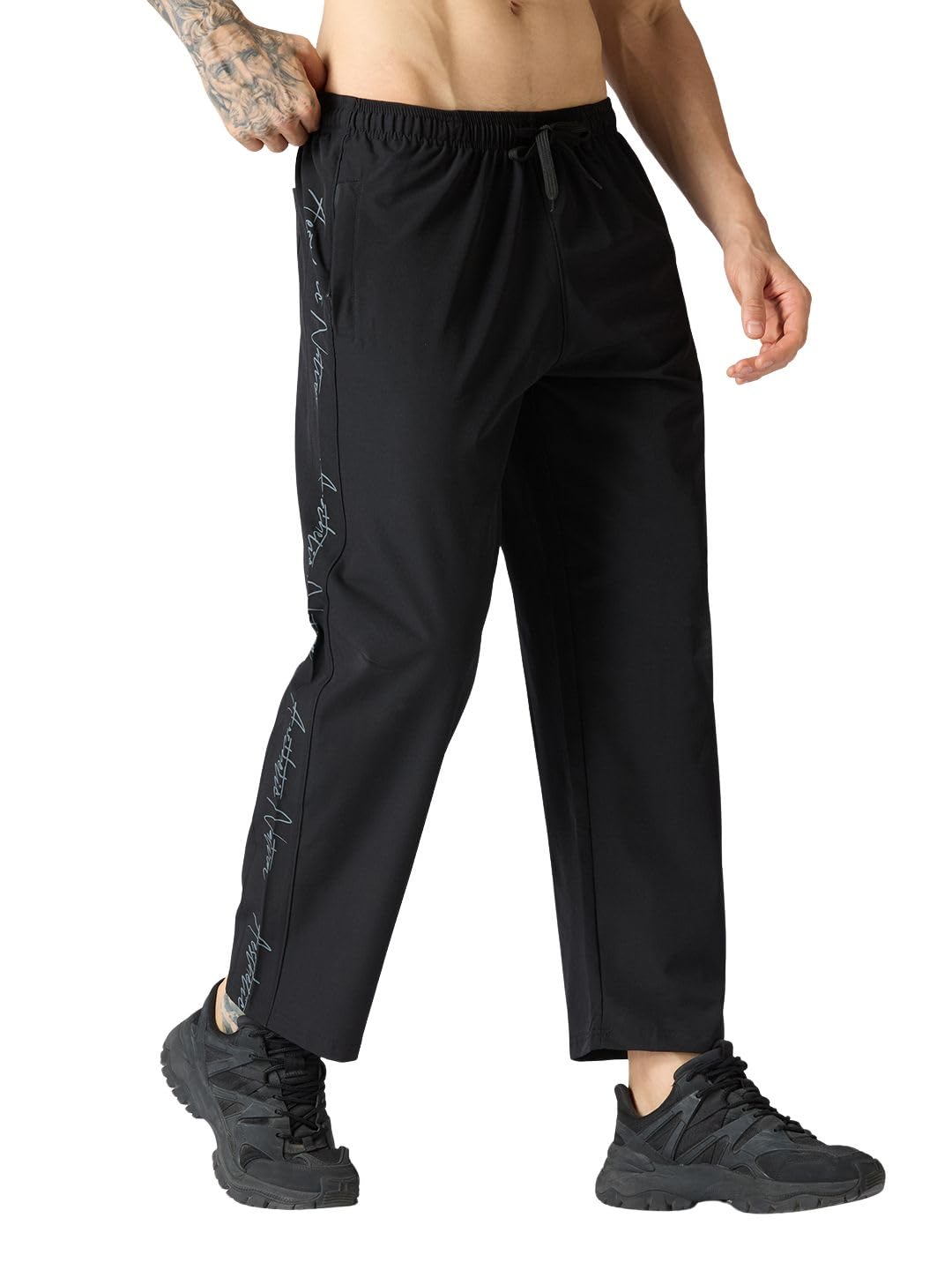 Aesthetic Nation Men’s Baggy Track Pants Black Oversized Gym Joggers for Men, Loose Fit Streetwear Sweatpants, Cotton Blend Workout Running Pants-picture-16