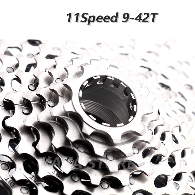 Cassettes Y PiñOnes Piñón Libre for Bicicleta de montaña, 11 velocidades, 9-42T, 439 g, Ultraligero, Plateado, Volante inercia for