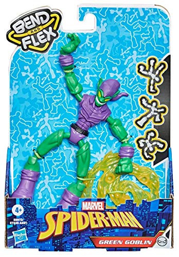 Hasbro Figurine Marvel Spider-Man Bend and Flex Green Goblin, figurine flexible de 6 pouces, comprend des accessoires Blast pour les enfants de 4 ans et plus,...