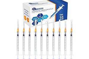 10-Pack 1 cc Syringes with 25G, 1.0-Inch Luer Lock Needles - Individually Packaged
