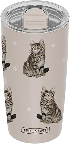 Miniatura 1 de SERENGETI Maine Coon - Vaso térmico de acero inoxidable de 20 onzas con tapa a prueba de derrames, impresión 3D, taza de viaje (vaso Maine Coon)