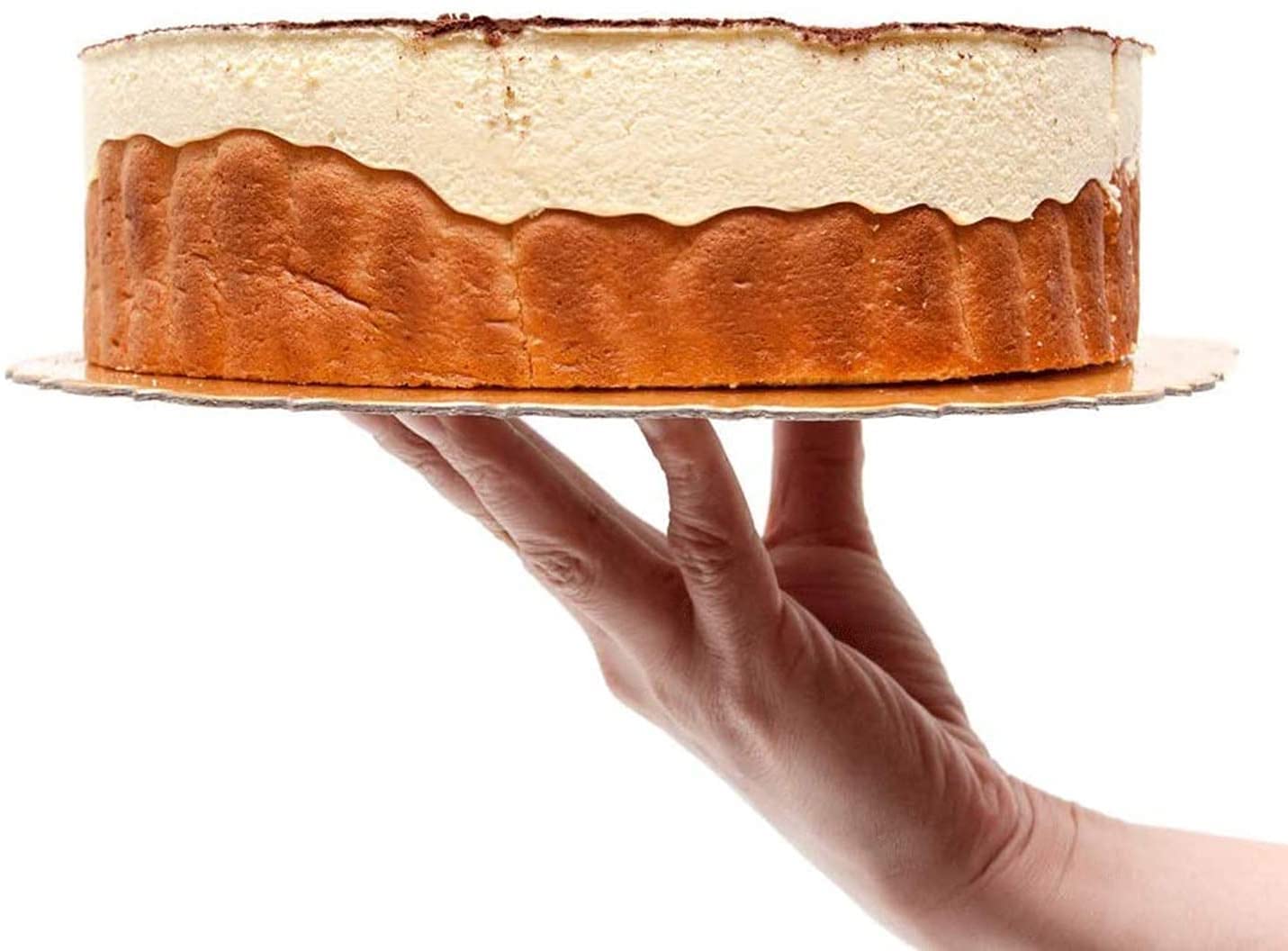 MAQA Sottotorta tondo per torte in cartone pressato da Diametro 20 a 32 cm, vassoio sotto porta oro in cartoncino 86/24 cm