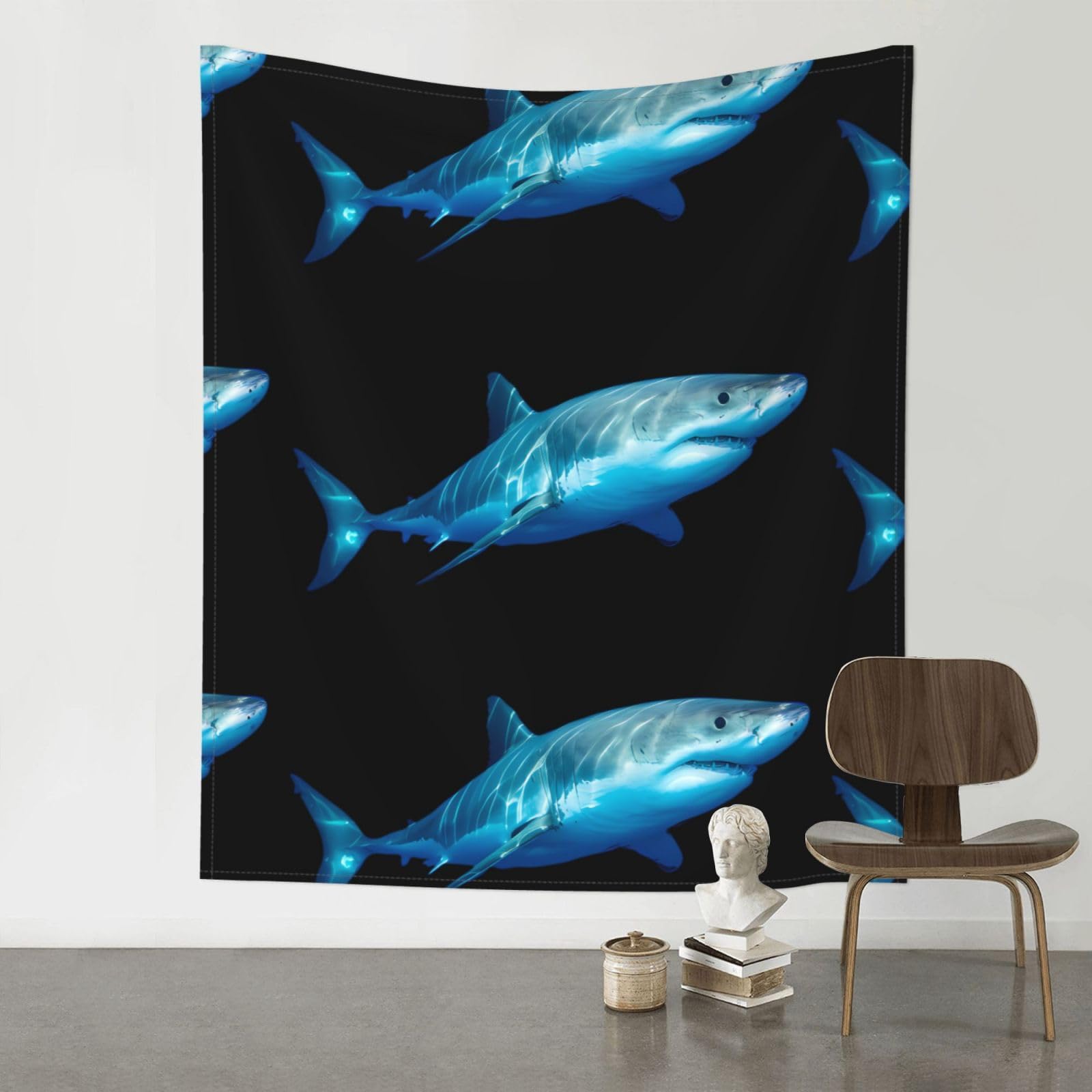 YYHHAOFA great white shark Prints 60x51in Wall Tapestry - Durable Polyester Throw Blanket for Dorm Decor, Beach Picnics & Versatile Room Layering