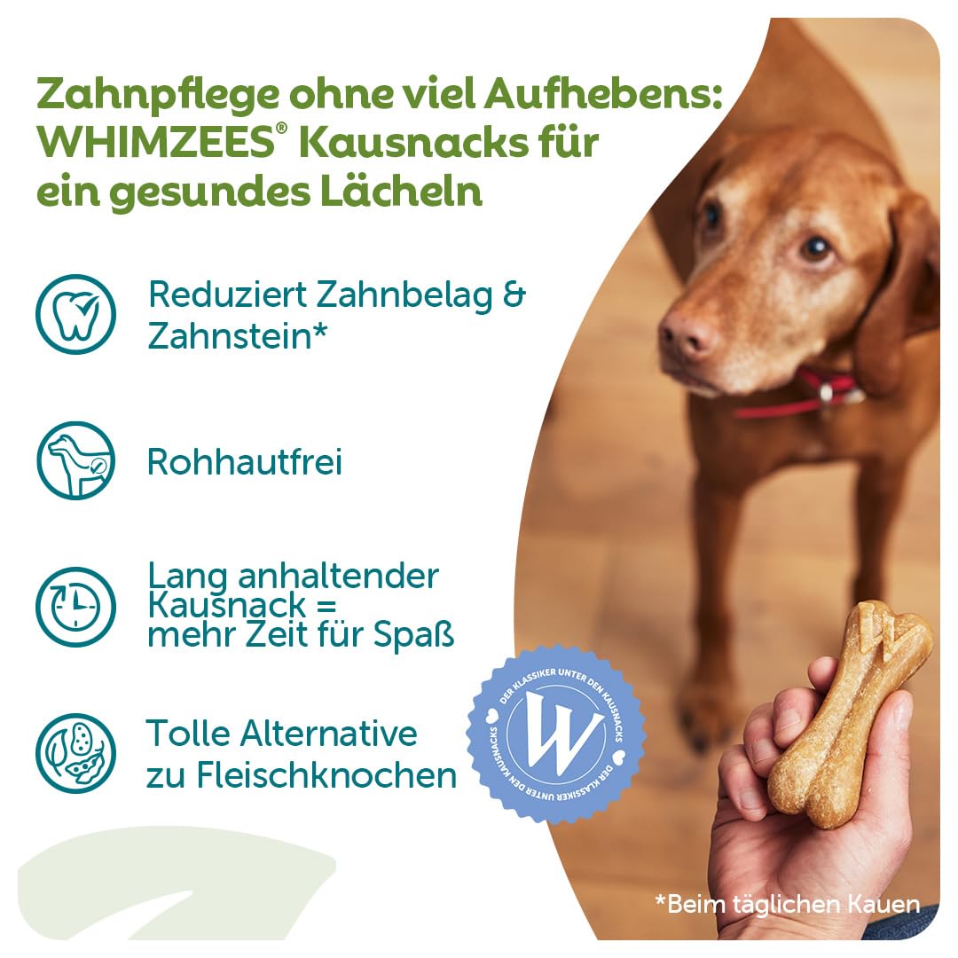 WHIMZEES Reisknochen M/L, 20 Stück – Größe M/L, Kaustangen für mittelgroße und große Hunde zur Zahnpflege, Getreidefrei, Natürlich, ohne Zuckerzusatz